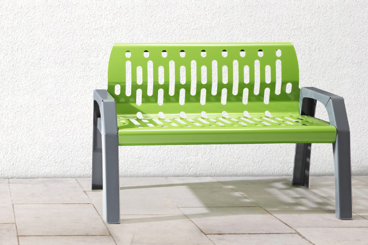 Green metallic bench