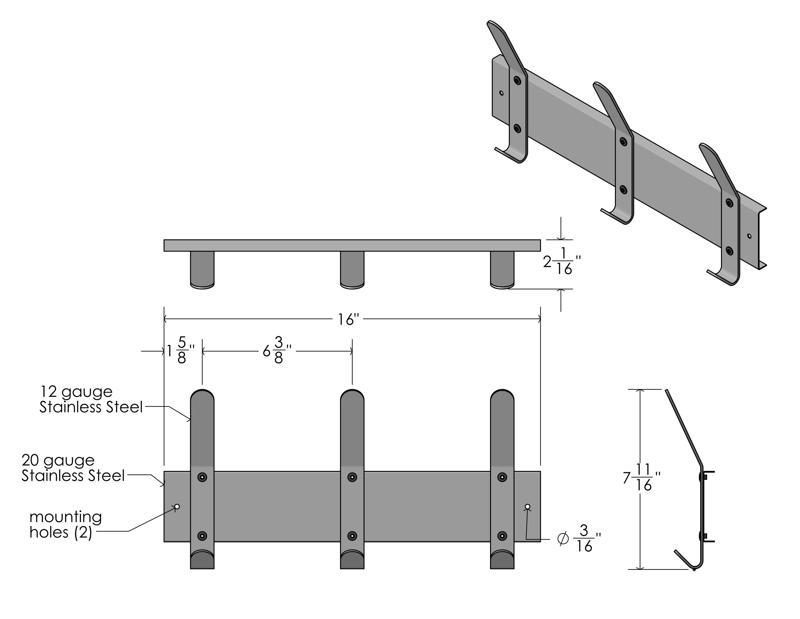 Stainless Steel Coat Hook Strip – Frost