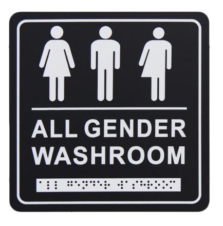 Washroom Signage – Gender Neutral with Braille Emboss – Frost