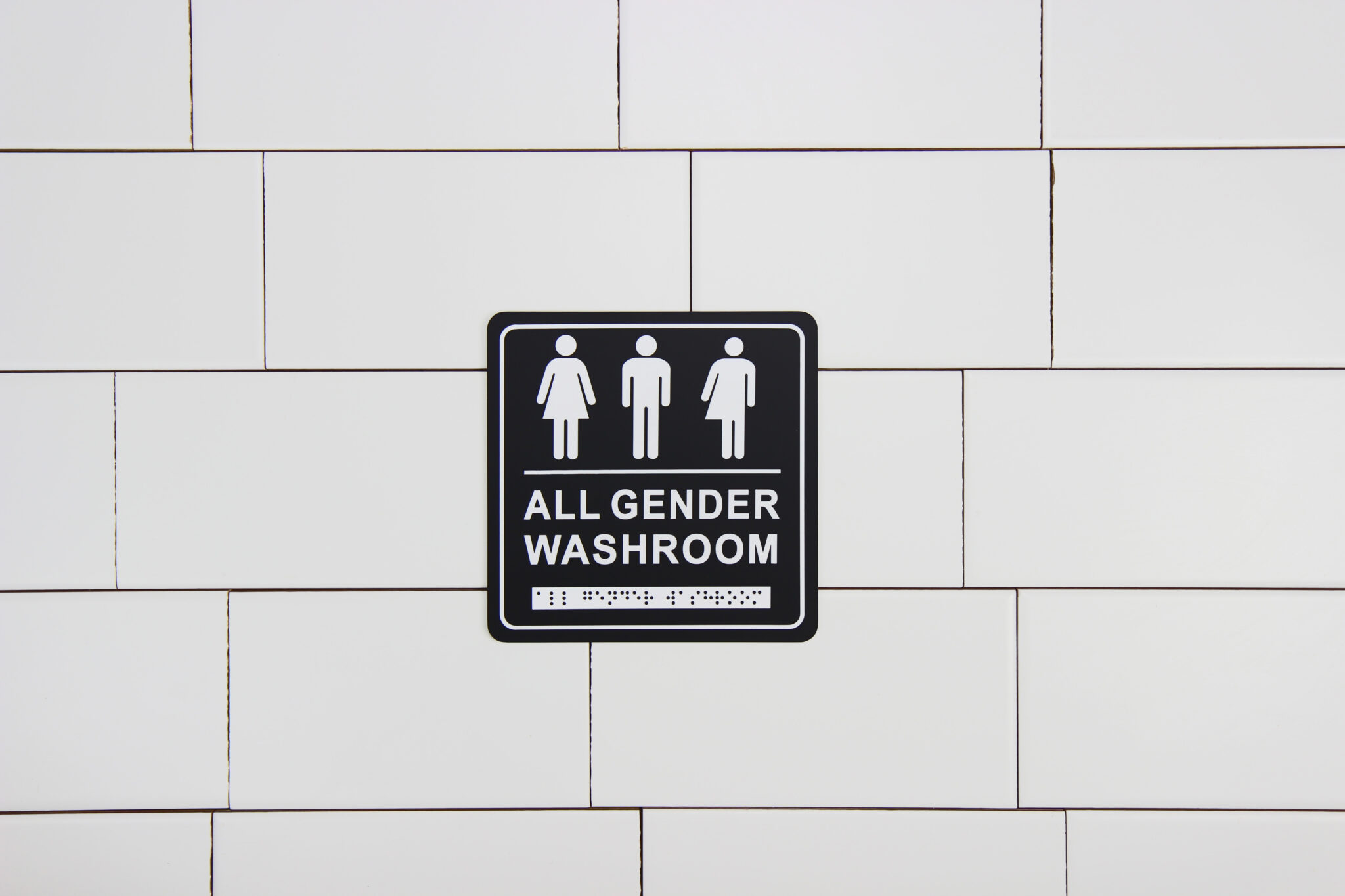 Washroom Signage – Gender Neutral with Braille Emboss – Frost